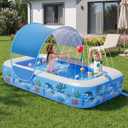 Verdenu Kiddie Pool with Sprinkler, Inflatable Baby Pool with Canopy and Soft Cushioned Floor, Toddler Pool Ball Pit for Backyard, Outdoor/Indoor Play