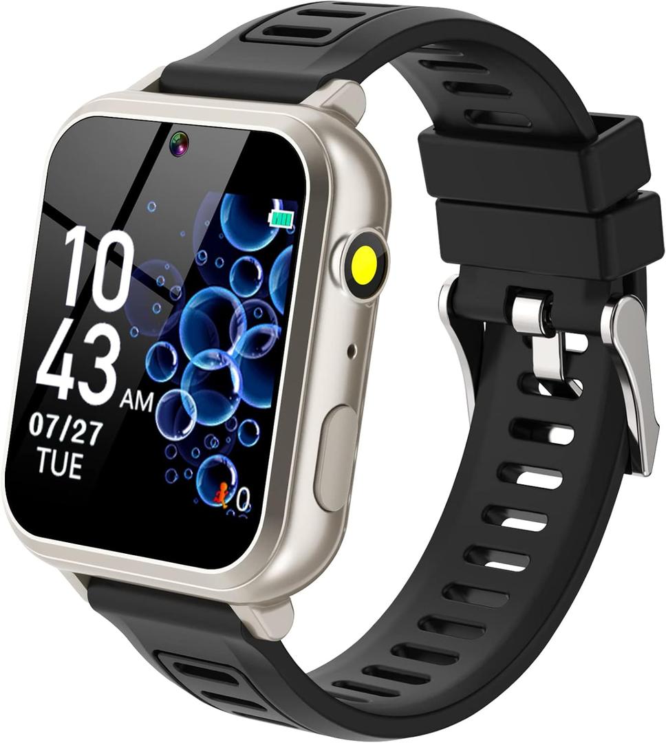 Phyulls Smart Watch for Kids with 39 Puzzle Games Camera Video Recorder Music Alarm Calculator Calendar Flashlight Pedometer Birthday Gift for 3-12 Year Old Boys and Girls (silver black)