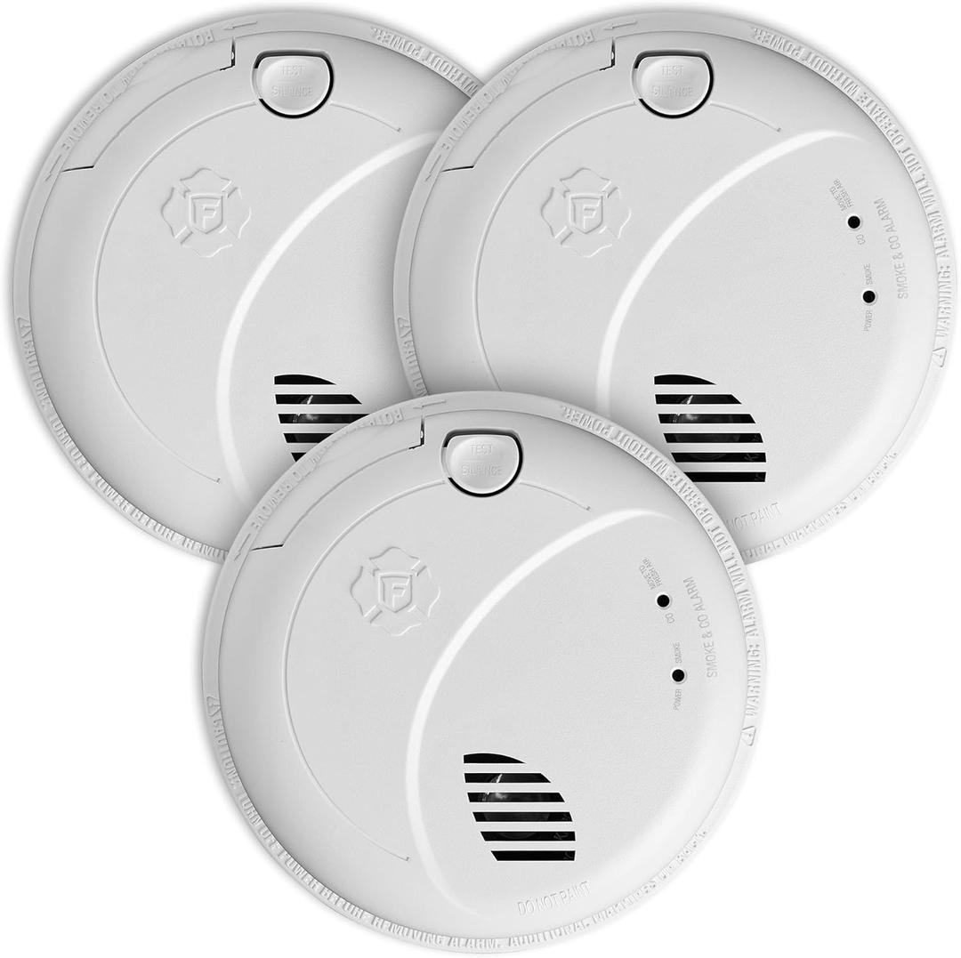 First Alert Combination Smoke & Carbon Monoxide Alarm, Interconnect Hardwire Detector with Battery Backup and Voice & Location Alerts, SMCO100V-AC, 3-Pack