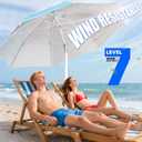 8FT. Large Beach Umbrella with Heavy Duty Sand Anchor & Tilt Sun Shelter, UPF50+ UV Protection, Wind Resistance, Waterproof Canopy, Portable for Beach Outdoor Patio Yard Garden Pool
