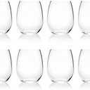 PLASTIC 17-ounce Acrylic Glassses Stemless Wine Glasses, set of 8 Clear - Unbreakable, Dishwasher Safe, BPA Free