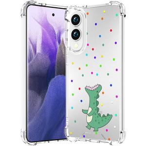 Compatible for Samsung Galaxy S25 Edge Case Clear Cute for Women - Rugged Phone Cases Funda Protector Cover Skin (Green Dinosaur Animal)