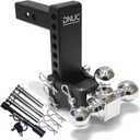 Adjustable Trailer Hitch - Fits 2 Inch Receiver, Tri-Ball (1-7/8" X 2" X 2-5/16") 7-Inch Rise/Drop Hitch, 12,500 lbs GTW Heavy Duty,Truck Tow Hitch with Anti-Theft Locking Hitch Pin