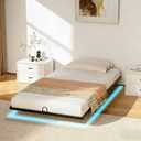 Twin XL Floating Bed Frame with Smart LED Lights Metal Platform Bed Easy Assembly No Box Spring Needed (Twin XL)