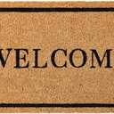 KANKUN Coco Coir Door Mat with Heavy Duty Backing, Welcome Doormat (17" x 30"), Doormat Entrance (Welcome2)