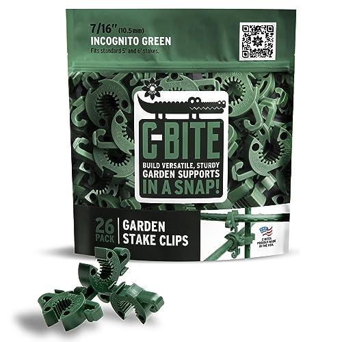 Plant Support Clips | Tomato Cage Connectors for Trellis, Garden Stakes, Wire Fence, Climbing Plants, Vine, Gardening, Indoor Plants & Hydroponics Growing (Incognito Green - 26 Pack)