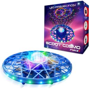 Force1 Scoot Cosmo LED Hand Operated Drone for Kids or Adults - Hands Free Motion Sensor Mini Drones with Bright LED Projection, Easy Indoor Flying Orb Ball Small UFO Toy for Boys and Girls (Blue)