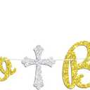 4 x Nuestro Bautizo Banner, Spanish First Holy Communion, Religious 1st Birthday, Christening Baptism Baby Shower Party Decorations Supplies, Gold Glitter