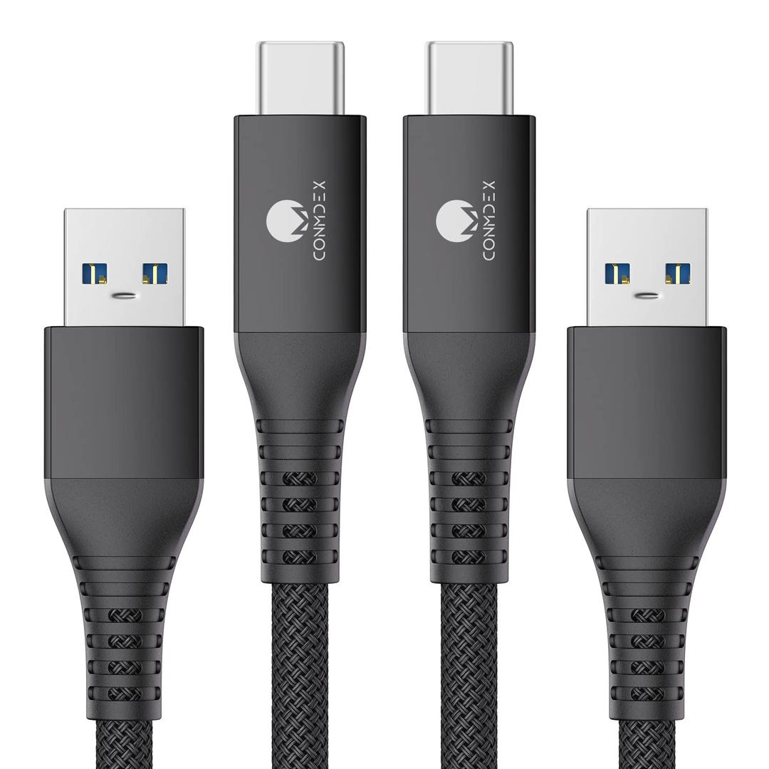 CONMDEX USB C Cable 10Gbps [6ft, 2-Pack] USB 3.1 Gen 2 USB A to USB C Android Auto Cable, 3A Type C Charger Fast Charging Data Transfer Cord for iPhone 17 Pro Max Samsung Galaxy S25, Black