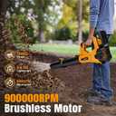Leaf Blower Cordless,Electric Leaf Blower with 2 4.0Ah Battery Powered and Fast Charger, Cordless Blowers for Lawn Care and Car Dust Snow Blower,6 Speed Control,Orange