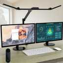 Micomlan Desk Lamp with Clamp, Architect Led Desk Lamp for Home Office with Remote Control, 24W Ultra Bright Auto Dimming Computer Light Adjustable Table Light for Working Workbench (Remote) (Dark Black)