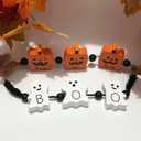Cute Boo Ghost Halloween Decorations Indoor, Wooden Tiered Tray Decor Table Sign Ghost Signs for Party Home Shelf Display