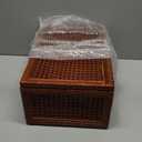 Handwoven Rattan Storage Boxes Set of 2, Decorative Wooden Wicker Chest with Lids and Latches, Vintage Boho Storage Trunks for Living Room, Bedroom, Home Decor