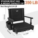 Padded Stadium Seats with Back Support and Cushion, Portable Foldable Bleacher Chair, Folding Stadium Seats for Football Camping Concerts and Festivals Black