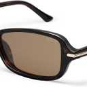 SOJOS Retro Polarized Petite Rectangle Sunglasses Womens Mens Vintage Skinny 80s 90s Thin Shades SJ2376 (Brown)