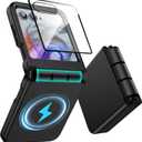 for Motorola Razr 2025/2024 Magnetic Case [Compatible with MagSafe] with Screen Protector, Hinge Protection,Soft TPU & Hard PC Dual-Layer Cover Anti-Scratch for Moto Razr 2025/2024,Black