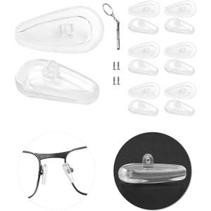 6 Pairs Replacement Nose Pads for Oakley Eyeglasses/Sunglasses, Anti-Slip Clear Silicone Nose Pieces Guards Come with Screws and Screwdrivers (Screw in Glasses Nose Pads)