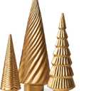 Spiral Resin Christmas Tree Decorations, 3 PCS Tabletop Small Christmas Trees for Desk Decor, Small Fake Christmas Tree, Gold Home Decor, Xmas Table Centerpieces Winter Mantel Decor (Set of 3)