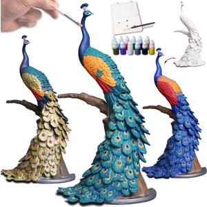 DecorSmart Figurine Arts and Craft Kits for Adults, 3D DIY Kits Hobbies for Adults Women Paint by Numbers Kit for Gifts for Artist (Peacock)