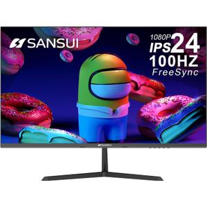 SANSUI Monitor 24 inch 100Hz IPS 1080P Computer Monitor HDMI VGA HDR Tilt Adjustable/VESA Compatible, for Game and Office (ES-24X3AL HDMI Cable Included)
