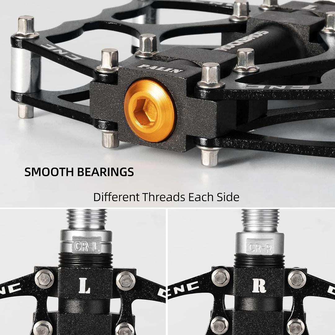 ROCKBROS Mountain Bike Pedals MTB Pedals CNC Non-Slip Lightweight Aluminum Alloy Bicycle Pedals Sealed Bearings Bicycle Platform Pedals 9/16" BMX Road Bike Pedal, 2 Pack