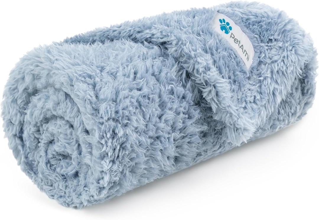 PetAmi Dog Blanket for Small Dogs Blue, Fluffy Soft Puppy Blanket, Sherpa Fleece Cat Blanket for Kitten Doggie, Calming Pet Blanket Throw for Couch Sofa Bed Washable, Small 24x32