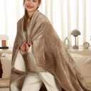 ESTINGO Heated Throw Blanket Electric Blanket, Heating Blanket Throw with 4 Hours Auto Off & 5 Heating Levels, 50"x60" Heated Blanket Throw with Overheat Protection for Couch & Bed, Light Tan