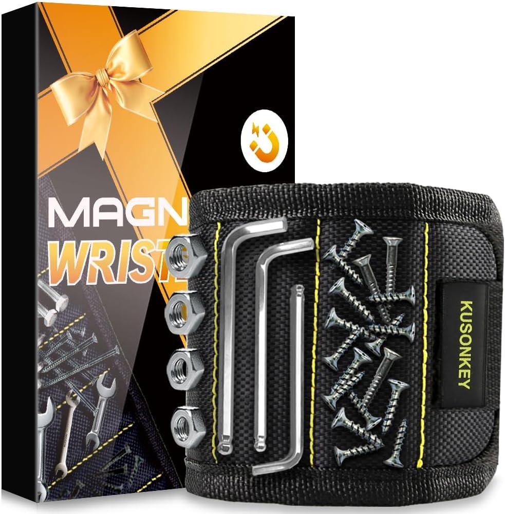 Valentines Day Gifts for Him,KUSONKEY Magnetic Wristband Tool Gift for Men Who have Everything,Wrist Magnetic Screw Holder with Strong Magnets for Holding Screws Tool for Dad,Electrician