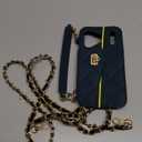 UnnFiko Wallet Phone Case Compatible with iPhone 17 Pro, Cute Light Luxury Bag Design, Purse Flip Card Pouch Cover Soft Silicone Case with Handstrap Long Shoulder Strap (Dark Green, iPhone 17 Pro)