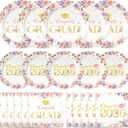Class of 2026 Graduation Plates and Napkins, 200Pcs Floral Pink Gold Disposable Tableware Set, Congrats Grad Party Supplies for 50 Guests, Dinner & Dessert Plates
