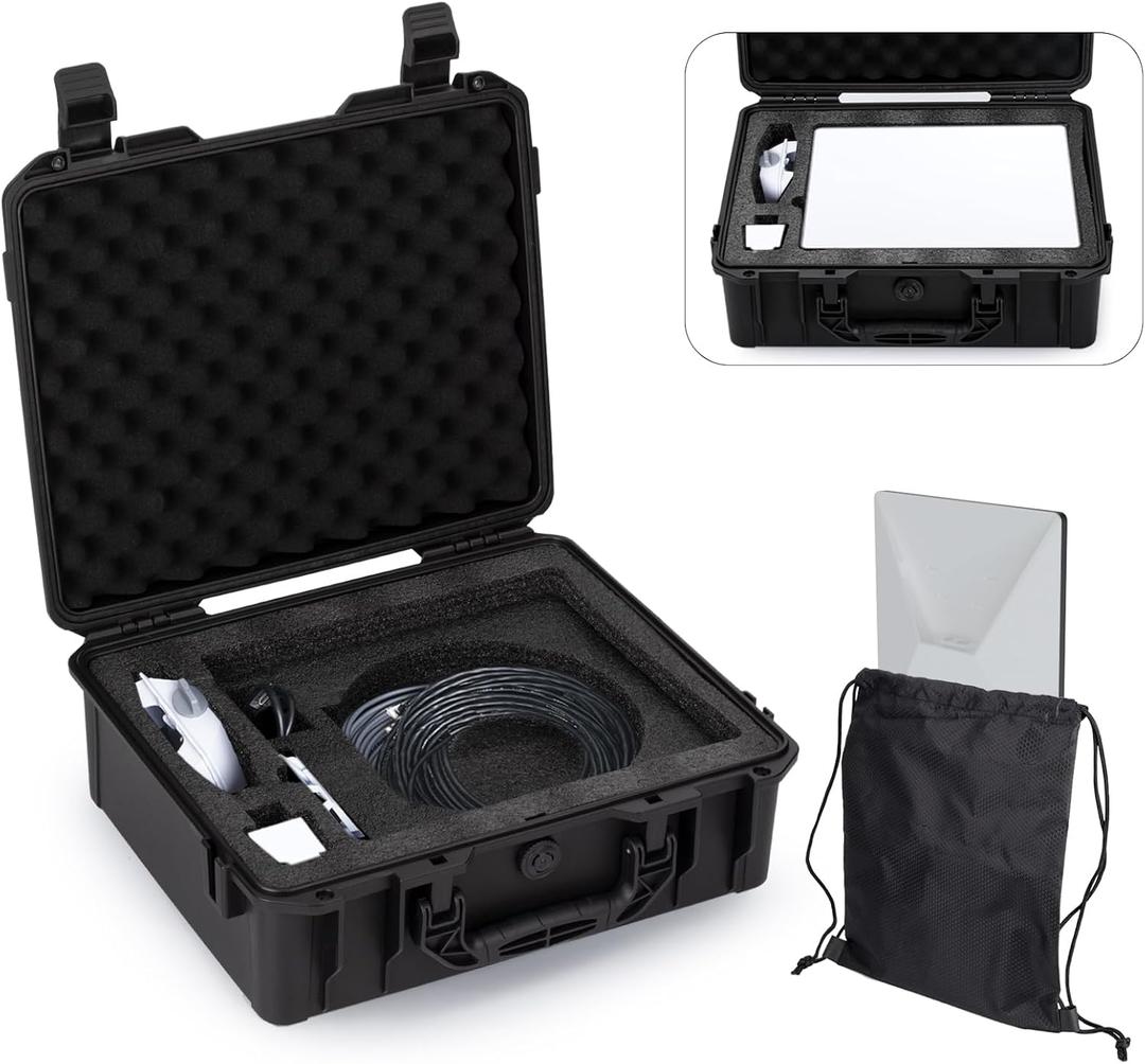 Unmake Starlink Mini Case, Carrying Travel Hard Case with WIFI Carrying Bag - Suitable for Starlink Mini, Kickstand, Pipe Adapter, Cables & More, Durable Foam - Dual Layer Shock