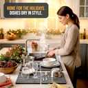 Large Foldable Stone Dish Drying Mat Diatomaceous Earth, 12"x16" Each or 24"x16" Combined Fast Dry, Anti-Slip Pad, Sanding Tool & Instruction Manual for Kitchen, Bathroom or RV (2-Pack)