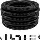 LONGRUN Pond Tubing 1 Inch Diameter, 20.7 Feet Long Corrugated Flexible Hose Pipe with Clamps Pipe Fittings, Pool PVC Tube for Garden Ponds Waterfalls Camping Caravans Filters Drainage Marine