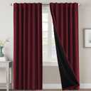 H.VERSAILTEX 100% Blackout Curtains for Bedroom with Black Liner Full Room Darkening Curtains 96 Inches Long Thermal Insulated Back Tab/Rod Pocket Window Drapes for Living Room, 2 Panels, Burgundy, 52"W x 96"L