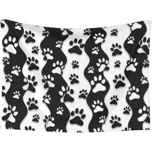 Black White Paw Throw Blanket - Stripes Blanket for Dog Cat Pet Blankets 23x16 for Couch Sofa Bed
