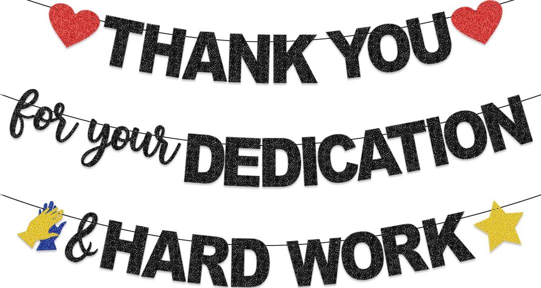 We Appreciate You Thank You for All You Do Banner, Thank You for You Dedication Hard Work Appreciation Party Decorations for Teacher Employee Staff Doctors Nurse Volunteer Soldier, Appreciation Week Office Party Decorations (Black)
