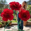 4 Pcs 5ft Large Peony Flowers Giant Artificial Red Peony Standing Huge Handcrafted Flower for Window Reception Banquet Ceremony Floral Decor Garden Hotel Office Birthday Wedding Party