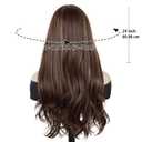 GNIMEGIL 24 inch Brown Wig with Bangs for Women Long Wavy Hair Wigs Brown Highlight Wig Curly Wavy Premium Synthetic Wigs for Girls Daily Party Use (Brown Mixed Blonde)