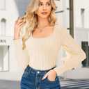 GRACE KARIN Womens Fall Long Sleeve Trendy Tops 2025 Square Neck Ribbed Casual Shirts Cozy Basic Sweater (M)