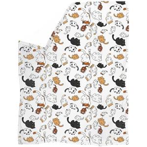 Cute Cats Kitty Kids Blanket Cartoon Animals Bedding for Girls Warm White Coral Fleece Throw Blanket for Bed and Sofa Vacuum Packaging