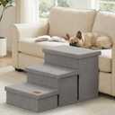 Zerbuger Wider Dog Ramp for High Bed with Storage 18" H, Foldable Dog Stairs for Small Medium Large Older Senior Animal, Sturdy Dog Step for Climbing Bed or Couch, Arthritis-Friendly (Gray, No Condo)