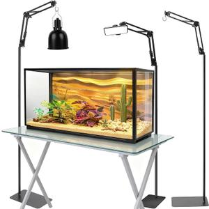 Ihomepark Reptile Lamp Stand, 15-46Adjustable Heat Lamp Stand with 360Rotating Arm & Heavy Duty Base, Floor Standing Reptile Light Holder for Bearded Dragon Turtles Snake and Chicks