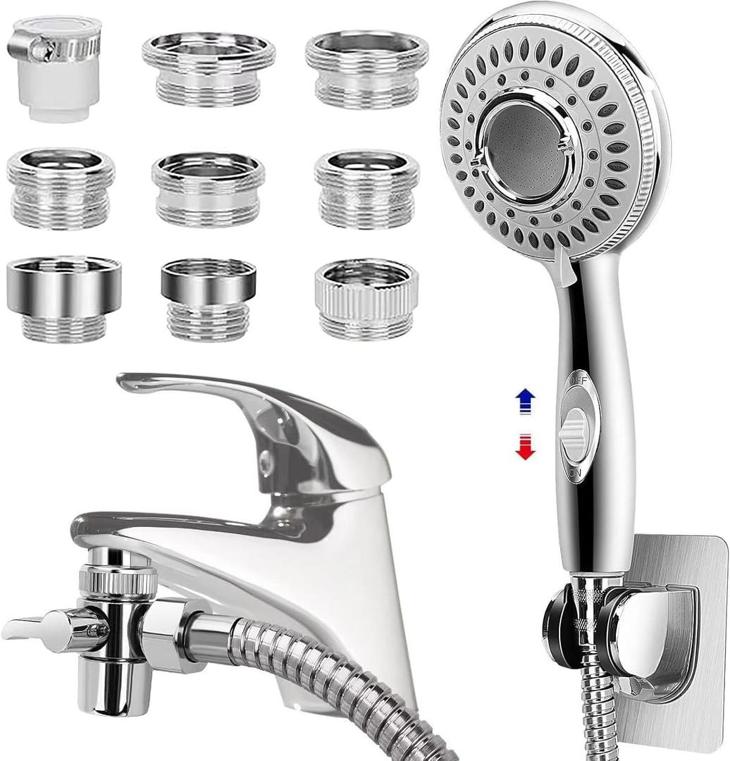 Shower Head Sink - Faucet Bathtub, Hose Sprayer Attachment with 9 Adapters, 79" Hose for Hair Washing, Pet Dog Rinse & Baby Bath, ON/ OFF Extension for Tub Faucet, Utility Sink, Laundryroom, Garden