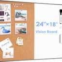 ARCOBIS Cork Board White Board Combo, 24 x 18 Inch Bulletin Board, Magnetic Dry Erase Board & Corkboard for Wall, Vision Board for Home, Office, School, Black Frame