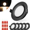 RV Puck Light, RV Recessed Ceiling Light, 12V RV Lights Interior, Ultra-Thin RV Light Fixtures, High Brightness Camper Interior Light for RV Motorhome Boat (Warm White, 6Pack Black)