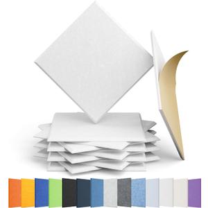 12 Pack Acoustic Panels Self Adhesive Sound Proof Foam, High Density Sound Acoustic Panel, 12X12X0.4 Inch Square Panels in Home, Office, Recording Room, Studio, and more(Snow White)