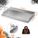 onlyfire Stainless Steel BBQ Griddle, Outdoor Flat Top Griddle Pan with Grease Groove and Handles for Gas and Charcoal Grills, 25x16