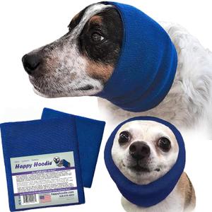 Happy Hoodie The Original Dog & Cat Calming Band - American Brand - Anxiety Relief/Noise Protection-Grooming-Thunder-Fireworks 2 Pack Blue (1 Small, 1 Large) - Since 2008 Happy Hoodie The Original Dog & Cat Calming Band - American Brand - Anxiety Relief/Noise Protection-Grooming-Thunder-Fireworks 2 Pack Blue (1 Small, 1 Large) - Since 2008