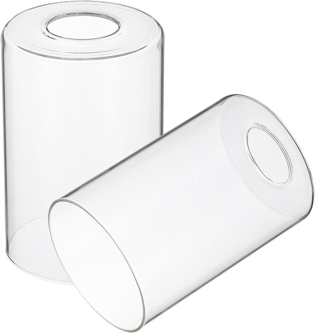 PATIKIL 6 x 4 Inch Clear Glass Shades Replacement, 2pcs Handmade Glass Lamp Shade Cylinder Lampshade Light Fixture with 1-5/8" Fitter for Chandelier Pendant Wall Sconces