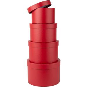 Round Gift Boxes with Lids Flower Boxes for Arrangements Red Round Boxes Set of 4 Nesting Gift Boxes with Lids for Flowers Arrangements Empty, Bridesmaid, Proposal, Wedding, Birthday, Party Favor